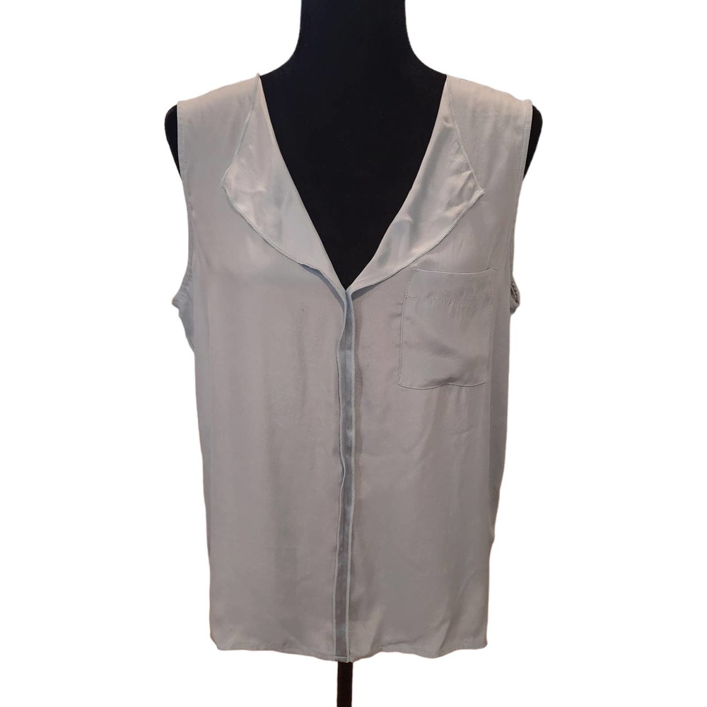 Amour Vert 100% Silk Blue Sleeveless High-Low Top Size Medium